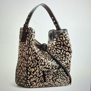 Vera Bradley Fenwick Hobo Glossy Leopard with Genuine Leather Trim